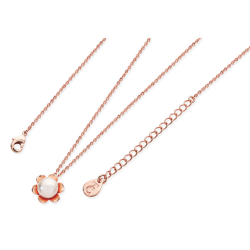 Tipperary Crystal Rose Gold Flower Pearl Pendant